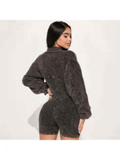 Patchwork V Neck Leg-of-mutton Sleeve Rompers -Bambam Clothing Shop P 20240419092015379 998