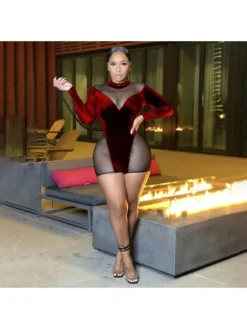 See Through Velvet Patchwork Rompers