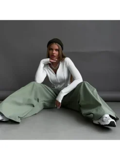 Patchwork High Rise Straight Cargo Pants -Bambam Clothing Shop P 20240420115509952 895