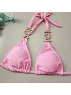 Rhinestone Halter Neck Backless Bikinis Sets -Bambam Clothing Shop P 20240426111522780 709