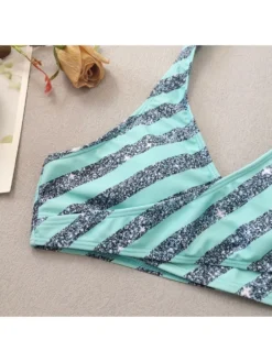 Striped Halter Neck Backless Bikinis Sets -Bambam Clothing Shop P 20240426113509689 588