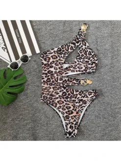 Leopard One-shoulder Backless One-Pieces Swimwear -Bambam Clothing Shop P 20240427164017011 148