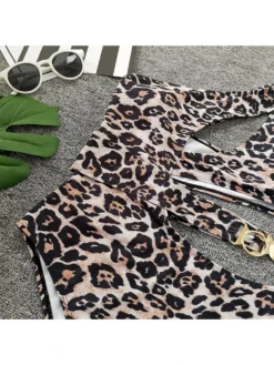 Leopard One-shoulder Backless One-Pieces Swimwear -Bambam Clothing Shop P 20240427164018264 538