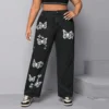 Butterfly Pattern Straight High Rise Jeans
