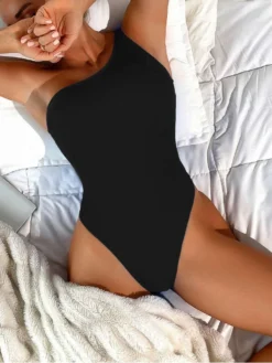 Tie-wrap Solid Color One-shoulder Bikinis -Bambam Clothing Shop P 20240430164518415 133