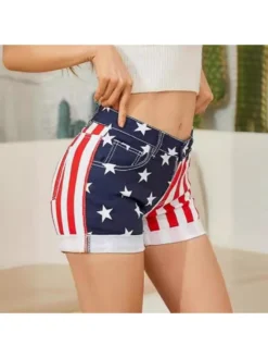 Independence Day Print Low Rise Straight Shorts