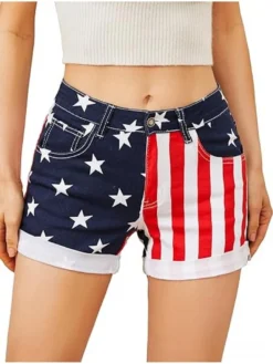Independence Day Print Low Rise Straight Shorts -Bambam Clothing Shop P 20240506145517381 710