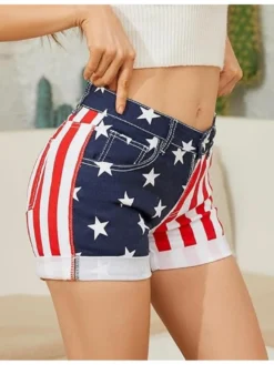 Independence Day Print Low Rise Straight Shorts -Bambam Clothing Shop P 20240506145517842 405