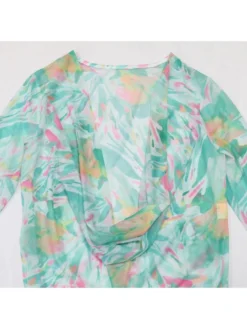 Patchwork Print Split Hem Lace-Up 3 Piece Set Bikinis -Bambam Clothing Shop P 20240520101008969 371