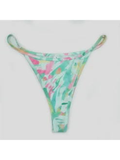 Patchwork Print Split Hem Lace-Up 3 Piece Set Bikinis -Bambam Clothing Shop P 20240520101010140 841