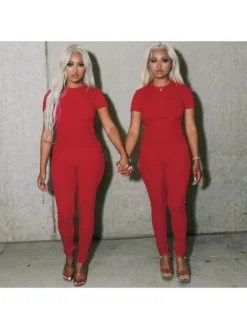 Hollow Out Short Sleeve Bodycon Jumpsuits -Bambam Clothing Shop P 20240520160011705 972