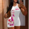Letter Pattern Bodycon Sleeveless Rompers