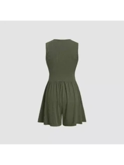 Ruched Wide Leg V Neck Sleeveless Rompers -Bambam Clothing Shop P 20240529104516972 901