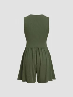 Ruched Wide Leg V Neck Sleeveless Rompers -Bambam Clothing Shop P 20240529104519344 706