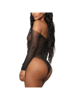 Sequin See Through Off Shoulder Bodycon One-Pieces -Bambam Clothing Shop P 20240529110509583 474