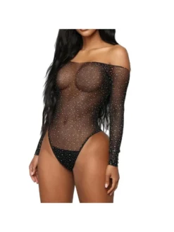 Sequin See Through Off Shoulder Bodycon One-Pieces -Bambam Clothing Shop P 20240529110510570 380