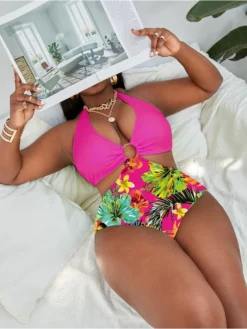 Print Halter Backless One-Pieces Swimsuit -Bambam Clothing Shop P 20240529152506259 973