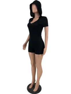 Hooded Bodycon Short Sleeve Rompers -Bambam Clothing Shop P 20240603154024303 991