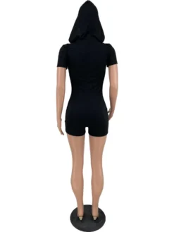 Hooded Bodycon Short Sleeve Rompers -Bambam Clothing Shop P 20240603154025831 948