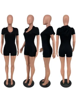 Hooded Bodycon Short Sleeve Rompers -Bambam Clothing Shop P 20240603154026416 226