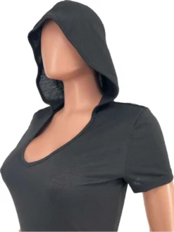 Hooded Bodycon Short Sleeve Rompers -Bambam Clothing Shop P 20240603154027061 599