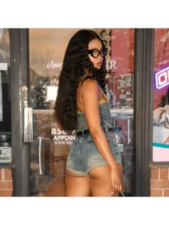 Denim Halter Lapel Backless Rompers -Bambam Clothing Shop P 20240604120017508 614