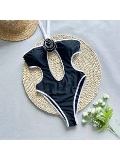 Hollow Out Halter Neck Backless One-Pieces Swimwear -Bambam Clothing Shop P 20240604145514567 124