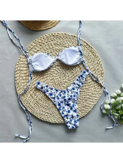 Disty Floral Printing Spaghetti Straps Backless Bikinis Sets -Bambam Clothing Shop P 20240604150013220 504