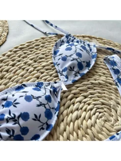 Disty Floral Printing Spaghetti Straps Backless Bikinis Sets -Bambam Clothing Shop P 20240604150013855 766