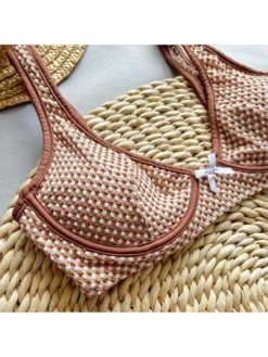 Plaid Spaghetti Straps Backless Bikinis Sets -Bambam Clothing Shop P 20240604150513840 315