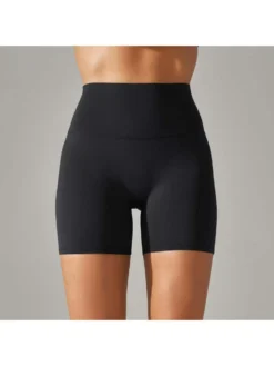 Shirred High Rise Skinny Short Pants