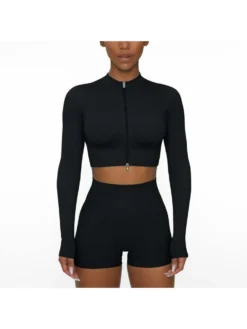 Solid Color Zipper With Double Sliders Cropped Tank