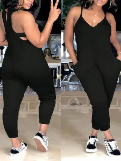 V Neck Backless Pocket Jumpsuits -Bambam Clothing Shop P 20240605144008668 143