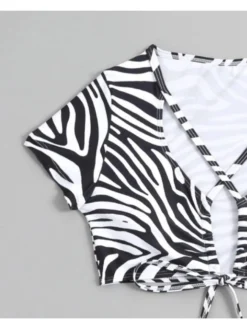 Hollow-out Zebra Short Sleeve Bikinis -Bambam Clothing Shop P 20240605163216085 799
