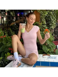 Bow Lacework V Neck Short Sleeve Rompers -Bambam Clothing Shop P 20240606100805299 673