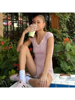 Bow Lacework V Neck Short Sleeve Rompers -Bambam Clothing Shop P 20240606100807135 792