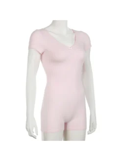 Bow Lacework V Neck Short Sleeve Rompers -Bambam Clothing Shop P 20240606100809371 205