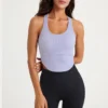 Hollow-out Solid Color Sporty Tank