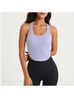 Hollow-out Solid Color Sporty Tank