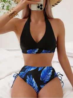 Halter Neck Sleeveless Lace-Up Bikinis Sets -Bambam Clothing Shop P 20240606105203054 185