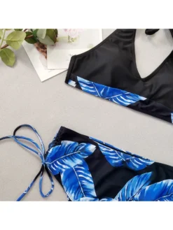 Halter Neck Sleeveless Lace-Up Bikinis Sets -Bambam Clothing Shop P 20240606105206387 749