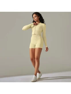 Solid Color Zipper Sporty Yoga Sets -Bambam Clothing Shop P 20240608082007657 727