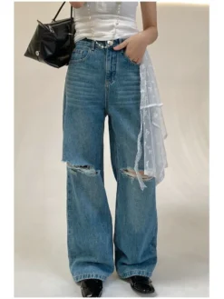 Ripped Wide Leg Baggy Jeans -Bambam Clothing Shop P 20240608091605013 337