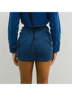 Ruched Wrap Cargo Pocket Denim Skirts -Bambam Clothing Shop P 20240608132008585 405