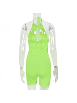 Patchwork Halter Neck Rib Rompers -Bambam Clothing Shop P 20240608173604380 815