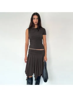 Irregular Solid Color Casual Skirts -Bambam Clothing Shop P 20240611094421407 562