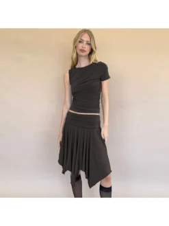 Irregular Solid Color Casual Skirts -Bambam Clothing Shop P 20240611094421919 412