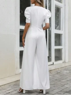 Solid Color High Rise Wide Leg Rompers -Bambam Clothing Shop P 20240611112804859 593