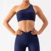 Solid Color One-Shoulder Sporty Yoga Sets