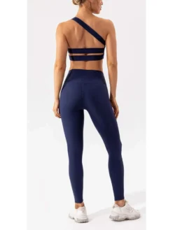 Solid Color One-Shoulder Sporty Yoga Sets -Bambam Clothing Shop P 20240611122806057 880